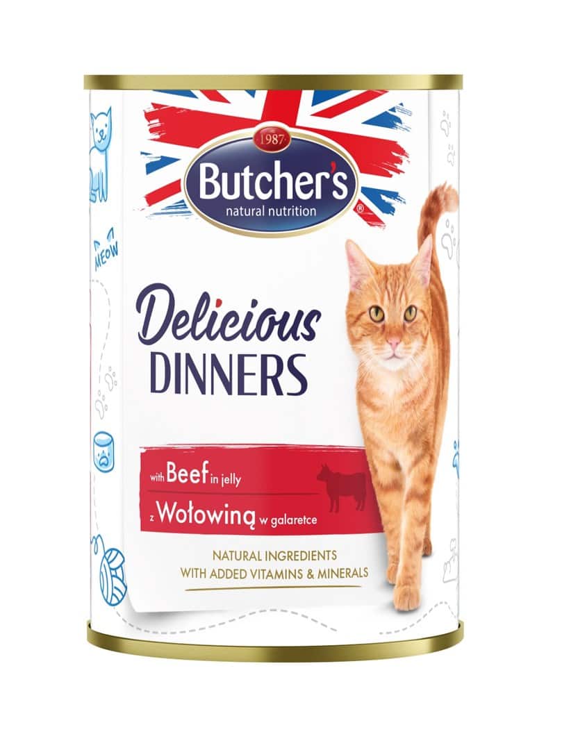 BUTCHER'S Delicious Dinners Kawałki z wołowiną w galaretce - mokra karma dla kota - 400 g — zdjęcie 1 z 2