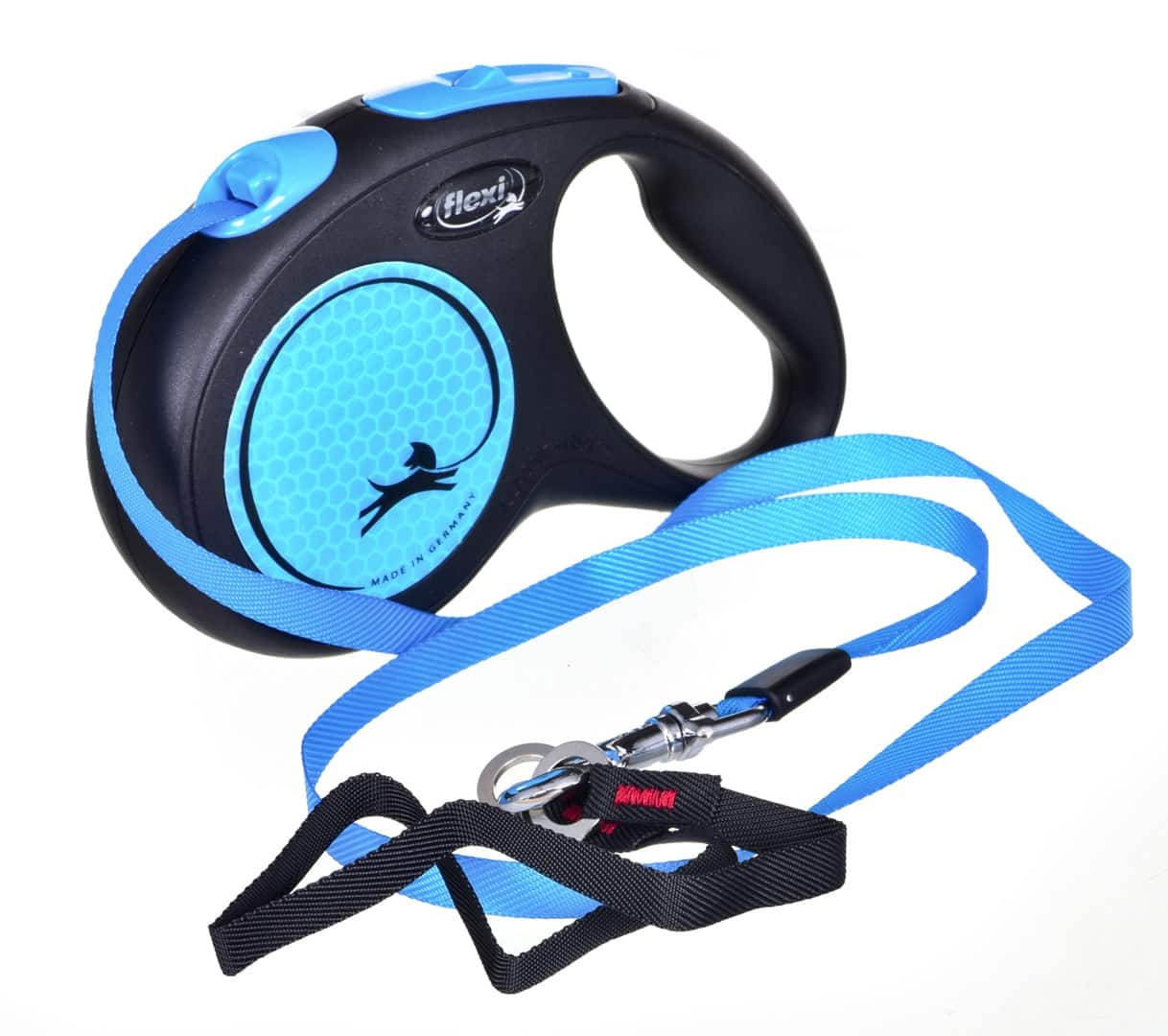 Smycz Flexi automatyczna New Neon S taśma 5 m - dla psa do 15 kg, kolor niebieski — zdjęcie 1 z 6