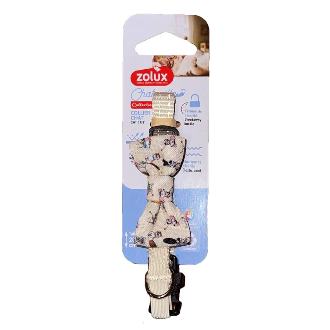 ZOLUX Obroża dla kota z muszką CHATOUILLE beżowa — zdjęcie 1 z 3