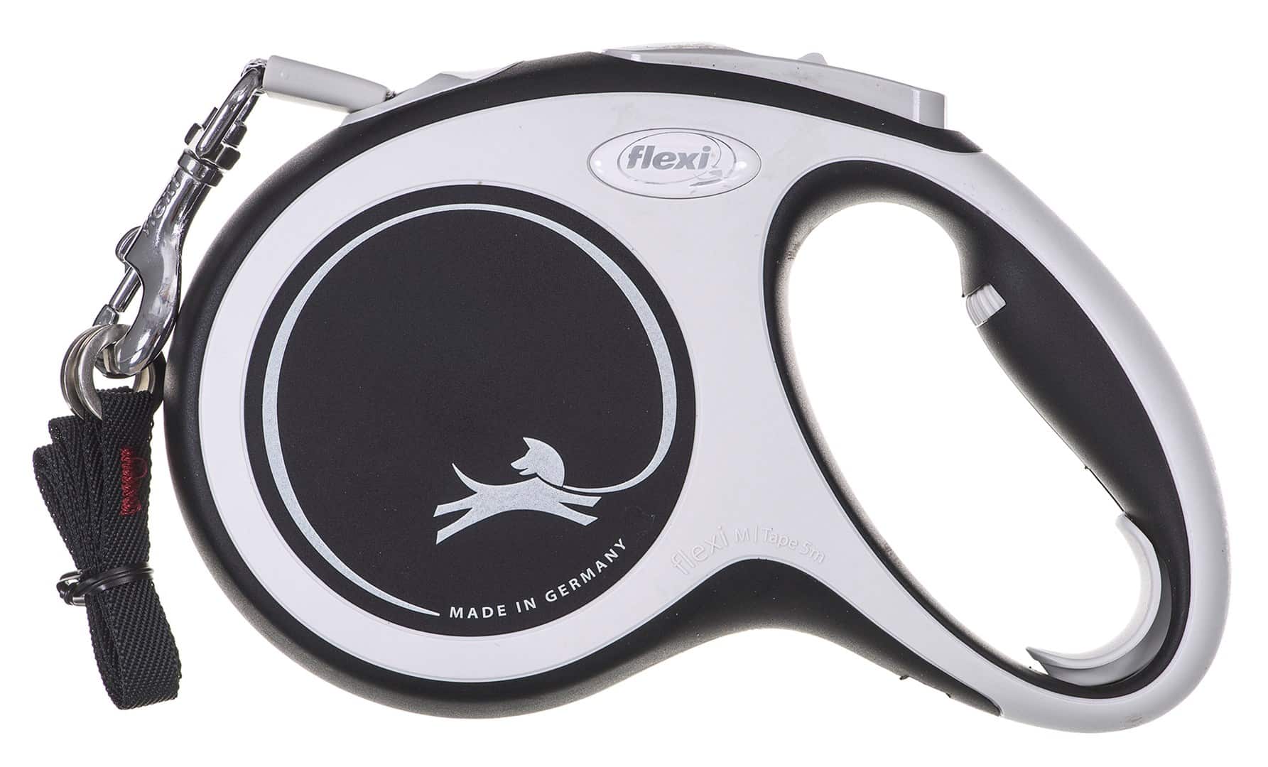 Smycz flexi automatyczna New Comfort M taśma 5 m - dla psa do 25 kg, kolor czarny — zdjęcie 1 z 5