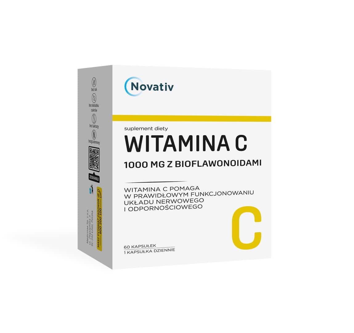 Novativ Witamina C 1000 mg z bioflawonoidami, 60 kaps.