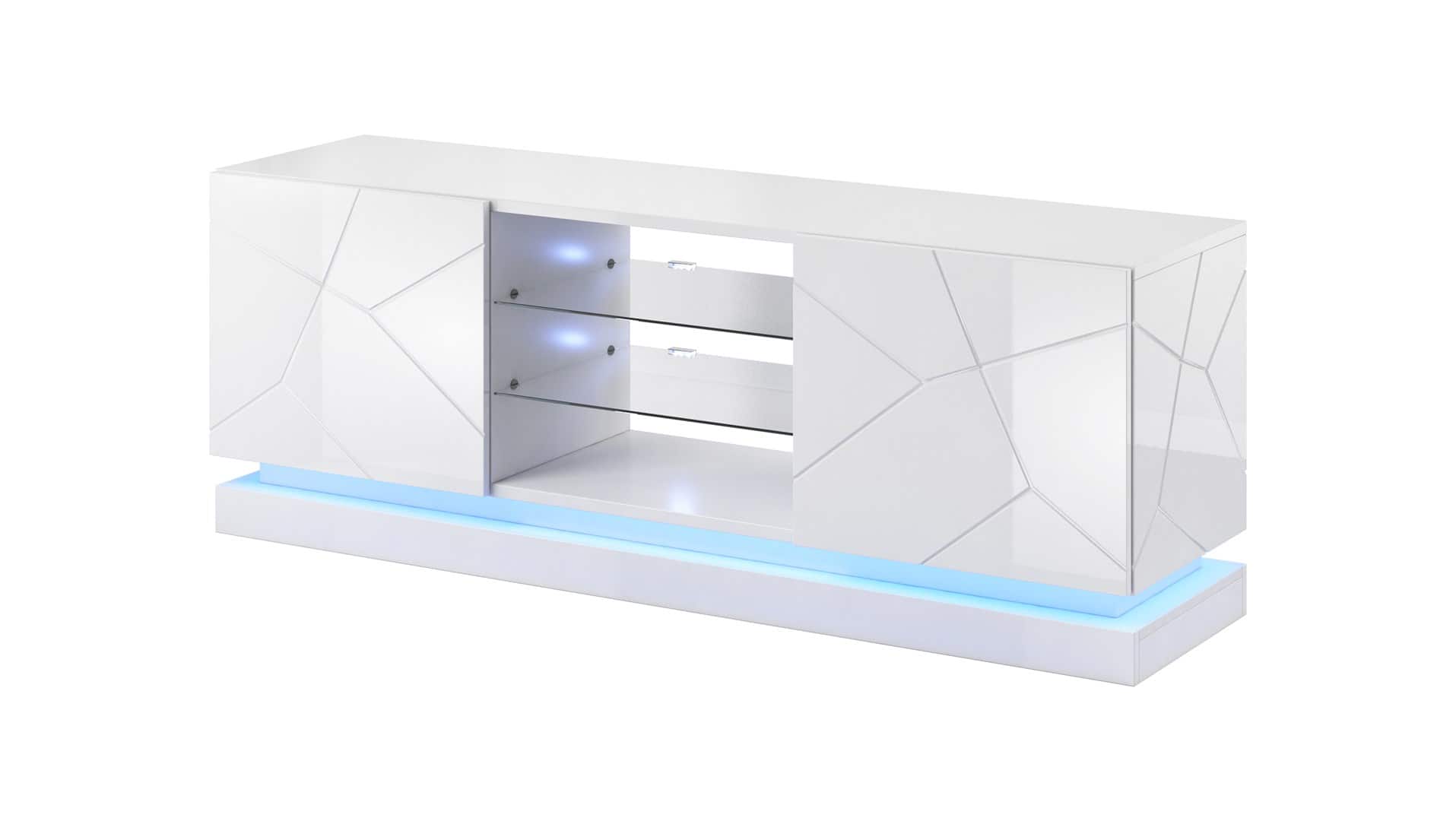 Szafka RTV QIU 160 MDF biały połysk/ biały połysk — zdjęcie 1 z 5