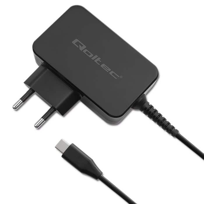 QOLTEC ŁADOWARKA GAN POWER PRO | 1XUSB-C | 65W | 5-20V | 3-3.25A | CZARNA — zdjęcie 1 z 8