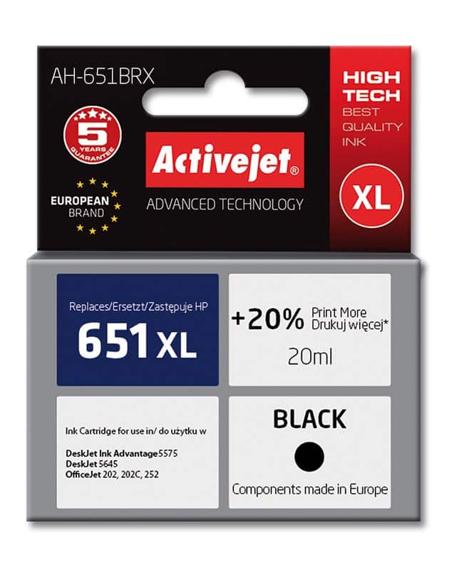 Activejet AH-651BRX Tusz 20ml czarny do HP — zdjęcie 1 z 2