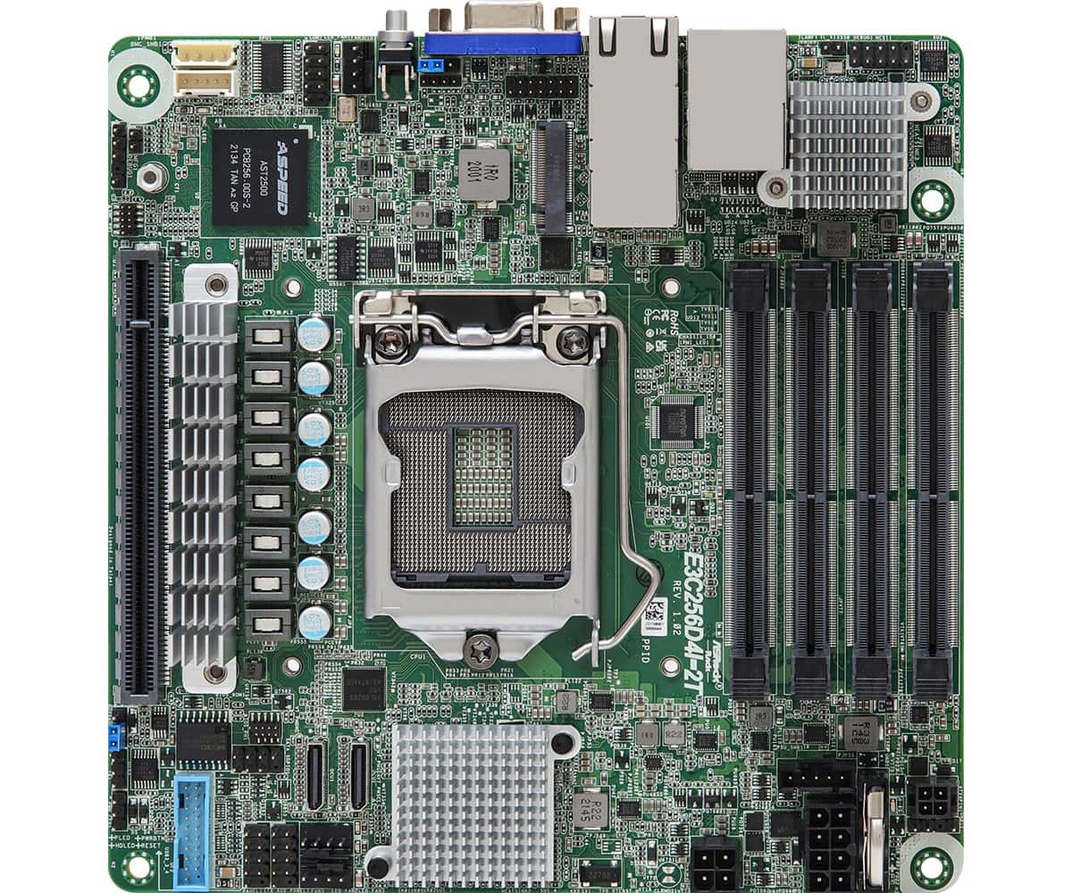 Płyta główna ASRock E3C256D4I-2T 1x LGA1200 Intel Xeon E-23XX C256 (4xDIMM, SATA, 1xM.2, 2x10GbE, IPMI) — zdjęcie 1 z 4