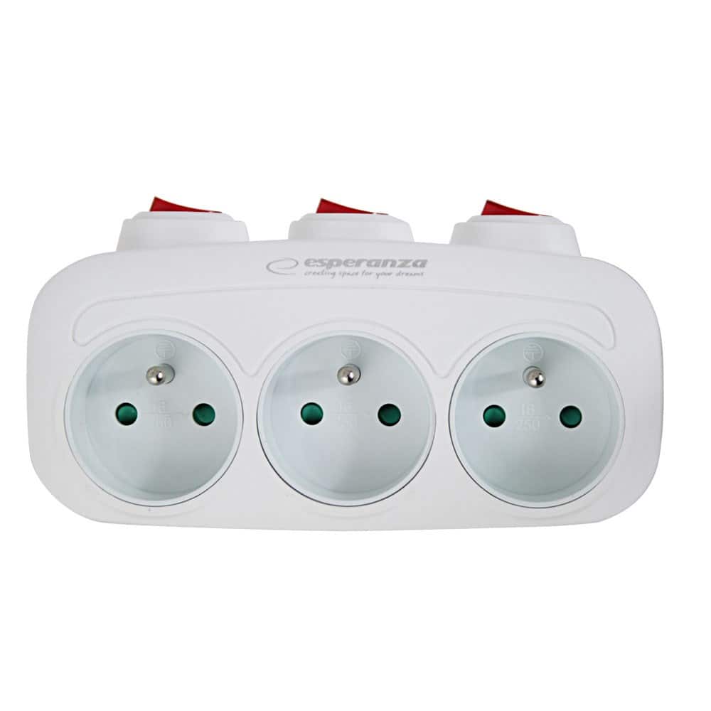ESPERANZA ROZGAŁĘŹNIK ELEKTRYCZNY 3 GNIAZDA BIAŁY ELK307W — zdjęcie 1 z 6