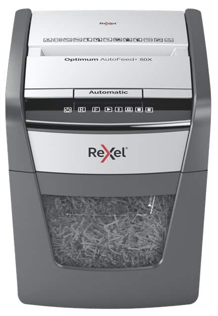 Rexel Niszczarka Optimum AutoFeed+ 50X, (P-4), 50 kartek, 20 l kosz — zdjęcie 1 z 5