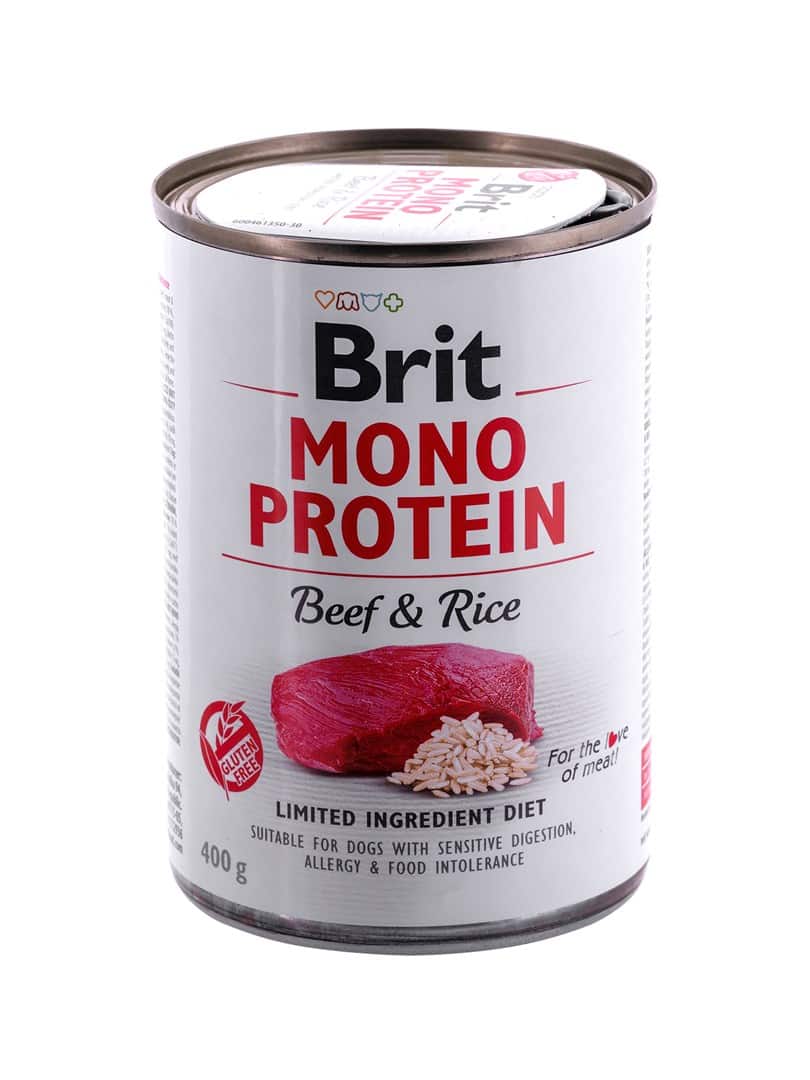 BRIT Mono Protein Beef&Rice - mokra karma z wołowiną i ryżem dla psów dorosłych - 400 g — zdjęcie 1 z 3