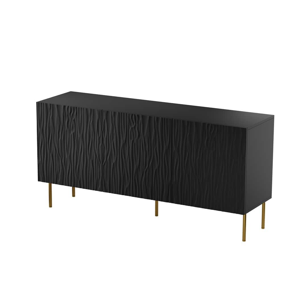 Komoda JUNGLE czarny mat + złote nóżki 152x40,5x74,5 — zdjęcie 1 z 3
