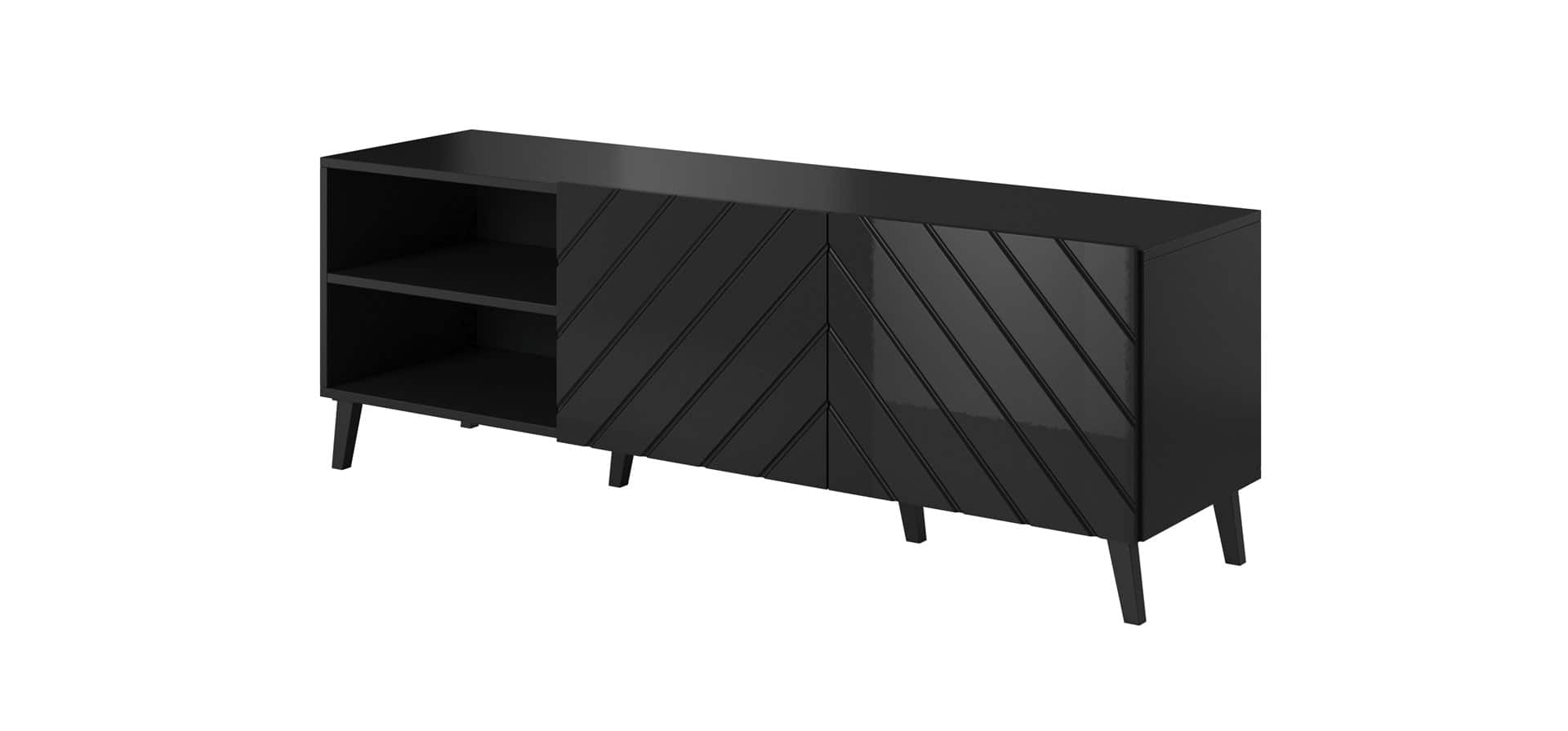 Szafka RTV ABETO 150x42x52 czarny/czarny połysk — zdjęcie 1 z 8