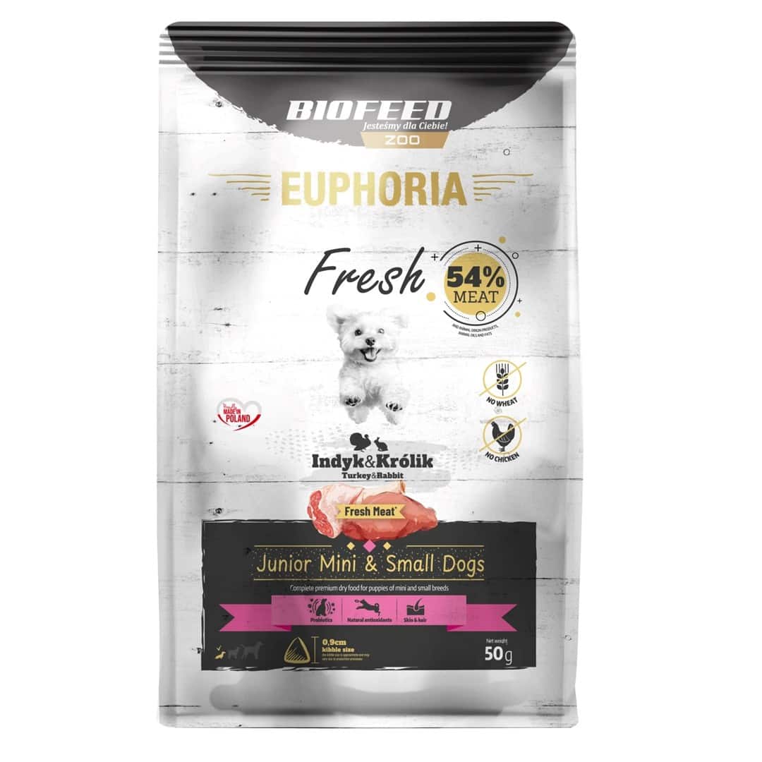 BIOFEED Euphoria fresh meat Junior Indyk/Królik XS/S 50gr