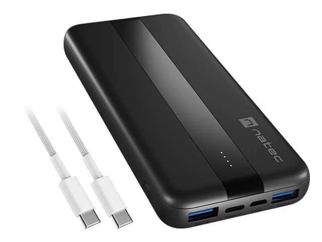 NATEC POWERBANK TREVI SLIM Q V2 10000MAH PD USB-C 20W + USB-A 18W + KABEL USB-C — zdjęcie 1 z 7