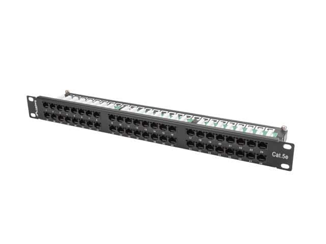 Patch panel Lanberg PPU5-1048-B (1U; 19"; kat. 5e; 48xRJ-45) — zdjęcie 1 z 5