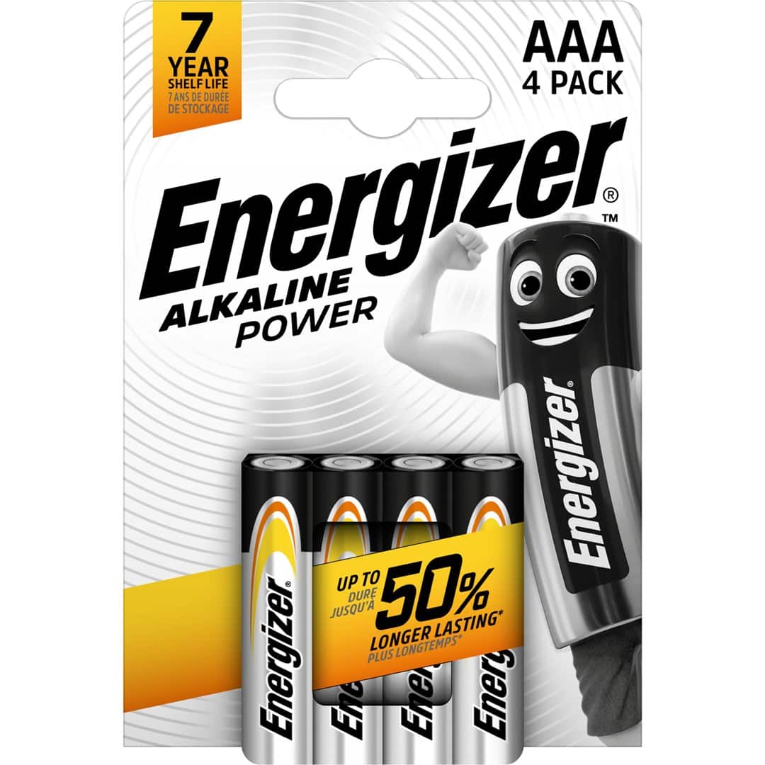 ENERGIZER BATERIE ALKALINE POWER AAA LR03 4 szt. — zdjęcie 1 z 2