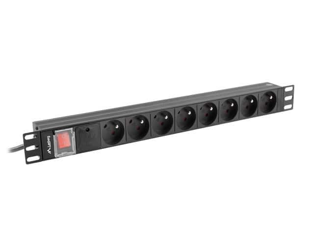 LANBERG LISTWA ZASILAJĄCA RACK PDU 19" (1U, 16A, 8X 230V PL, 2M, CZARNA) PDU-08E-0200-BK — zdjęcie 1 z 4