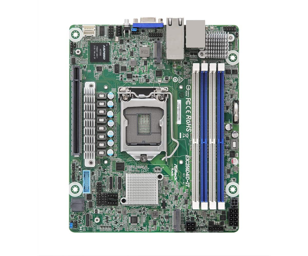 Płyta główna ASRock E3C256D4ID-2T 1x LGA1200 Intel Xeon E-23XX C256 (4xDIMM, SATA, 2xM.2, 2x10GbE, IPMI) — zdjęcie 1 z 4