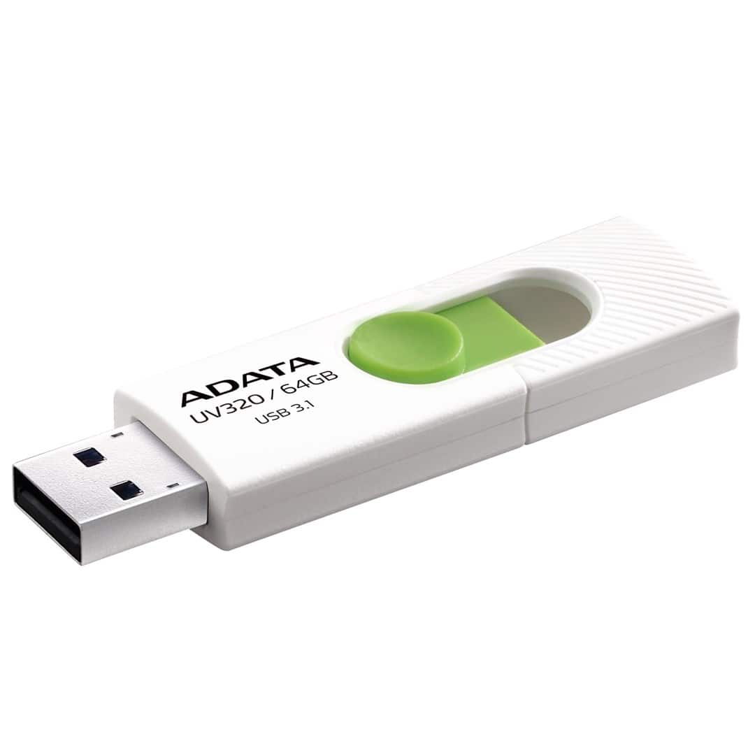 ADATA FLASHDRIVE UV320 64GB USB3.1 White-Green — zdjęcie 1 z 3