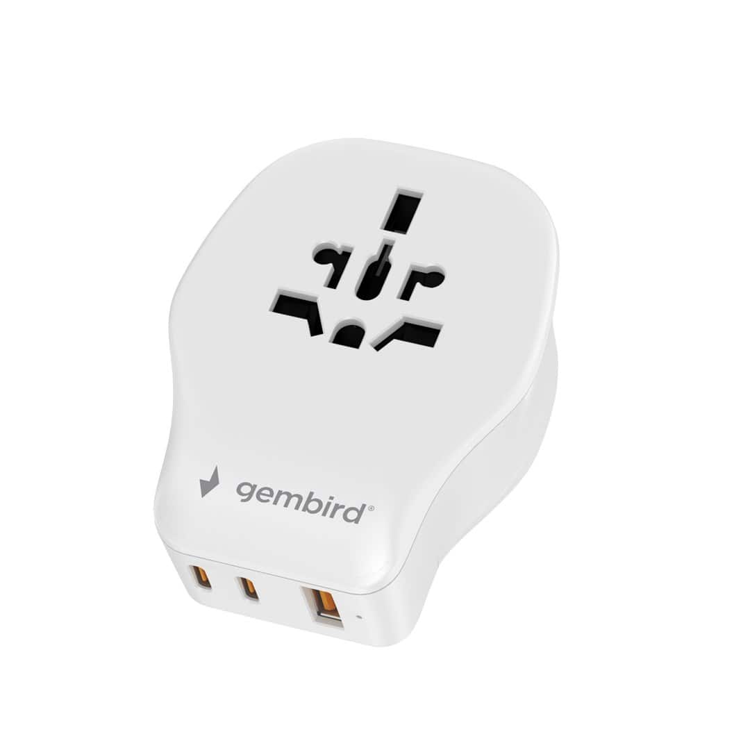 GEMBIRD UNIWERSALNY ADAPTER PODRÓŻNY 20 W, BIAŁY — zdjęcie 1 z 8