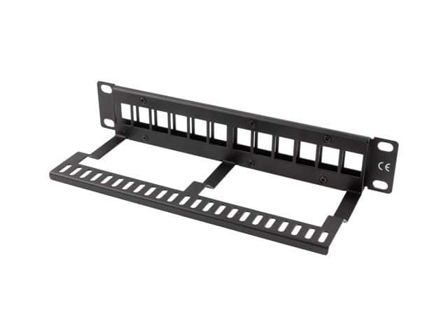 LANBERG PATCH PANEL PUSTY 12 PORT 1U 10" Z ORGANIZEREM DO MODUŁÓW KEYSTONE CZARNY PPKS-9112-B — zdjęcie 1 z 4