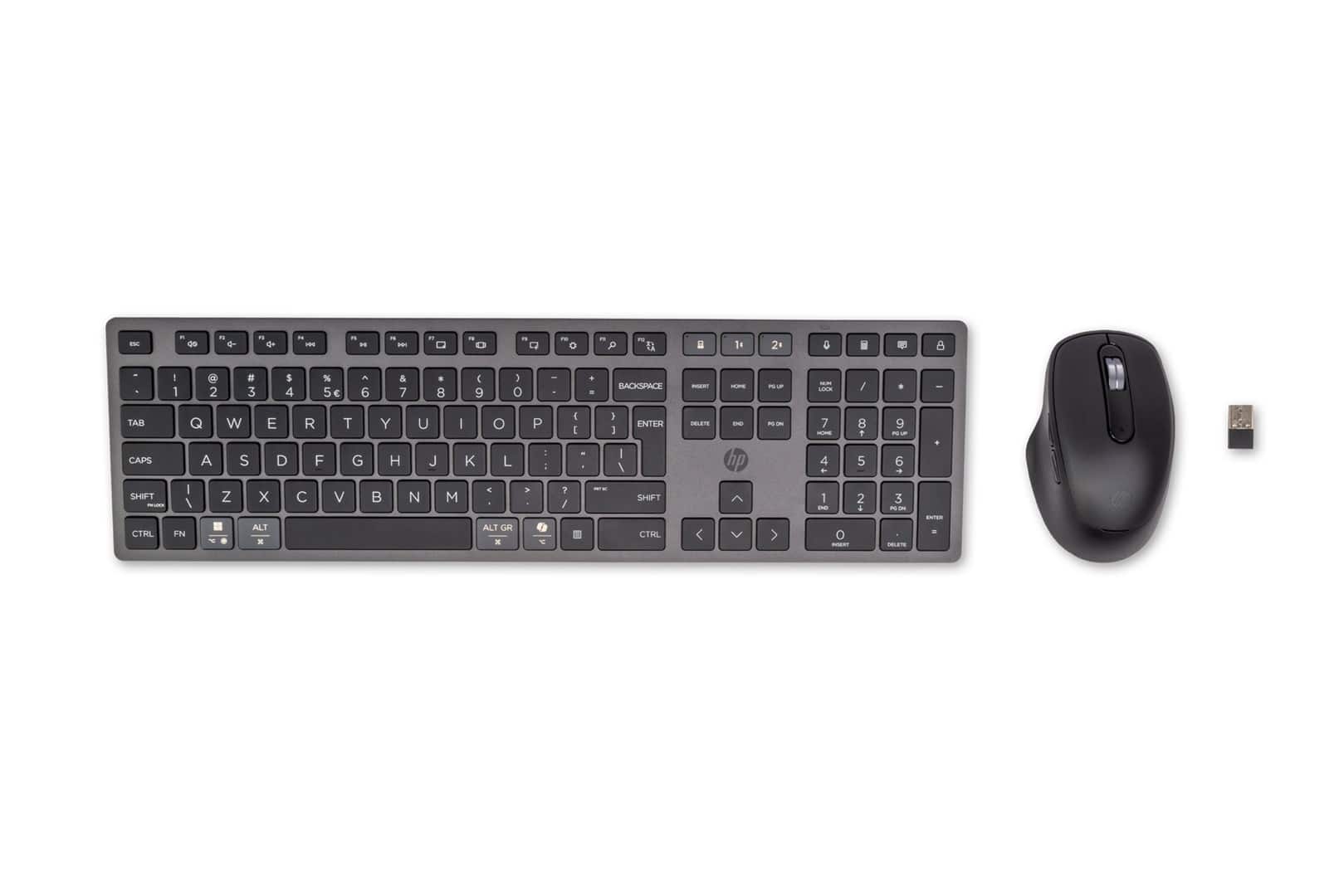 Zestaw klawiatura + mysz HP 720 Multi-Device Rechargeable Wireless Keyboard and Mouse Combo bezprzewodowe z akumulatorem czarne 9T5A9AA — zdjęcie 1 z 4
