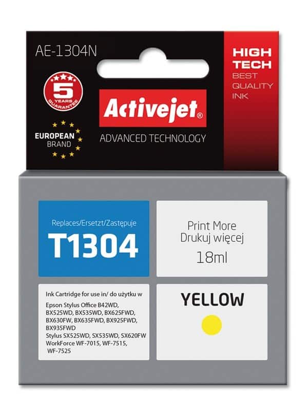 Activejet AE-1304N Tusz (zamiennik Epson T1304; 18 ml; Żółty)
