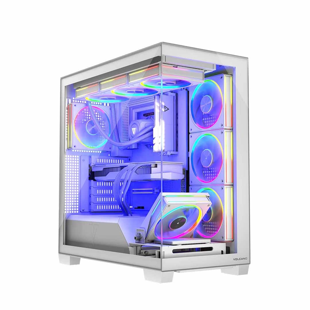 MODECOM OBUDOWA VOLCANO STELLAR ARGB MIDI 8F WHITE — zdjęcie 1 z 8