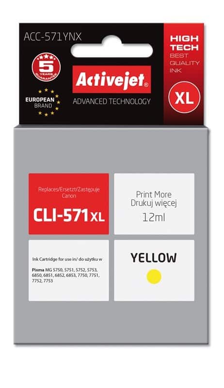 Activejet ACC-571YNX Tusz Zamiennik dla Canon CLI-571XLY — zdjęcie 1 z 2