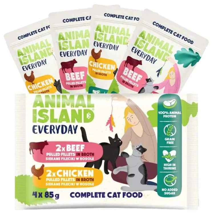 ANIMAL ISLAND Wołowina/Kurczak 4x85g Dla Kota — zdjęcie 1 z 3