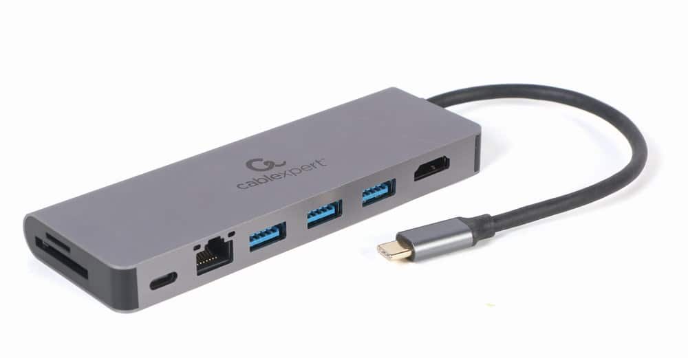 GEMBIRD MULTI ADAPTER USB TYP-C 5W1 HUB, HDMI, CZYTNIK KART, LAN, PD - 100W) — zdjęcie 1 z 5