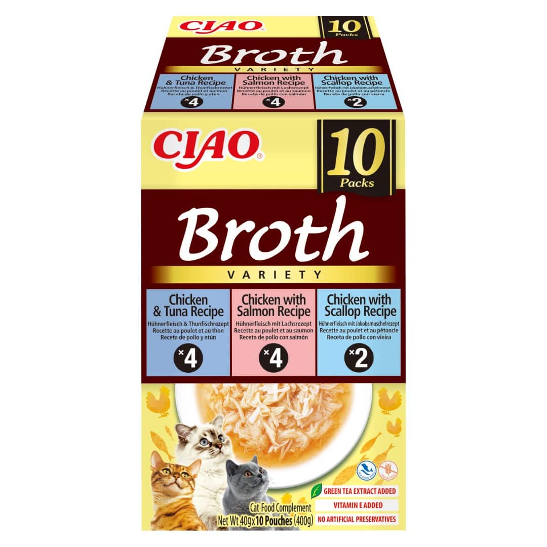 INABA CAT CIAO BROTH CHICKEN,FISH,SCALLOP 10x40g — zdjęcie 1 z 5