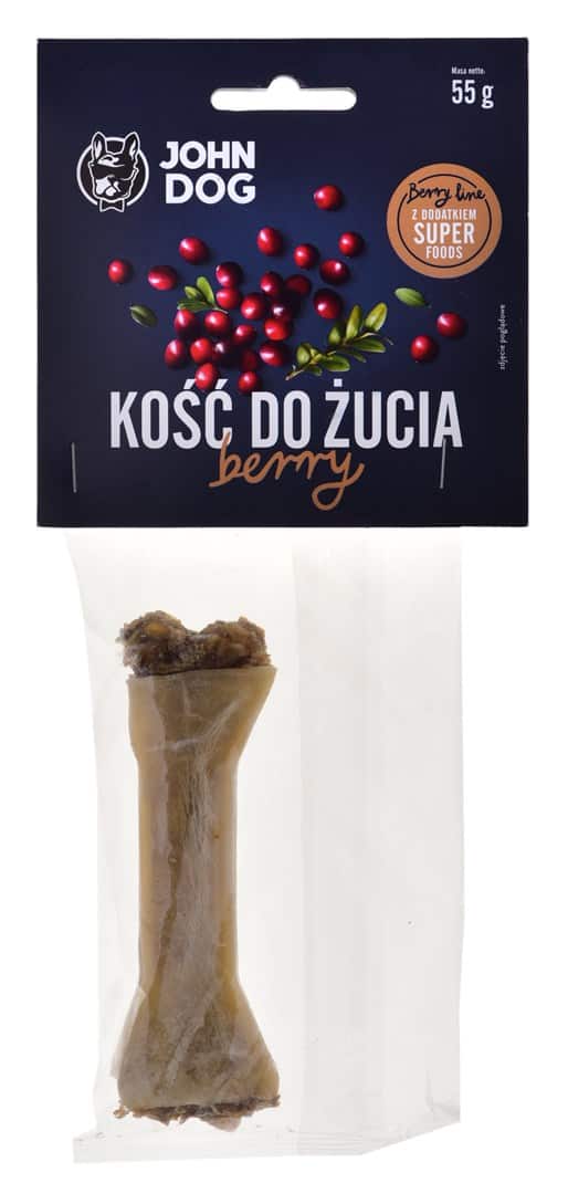 JOHN DOG Kość do żucia Berry z żurawiną - gryzak dla psa - 12 cm — zdjęcie 1 z 3