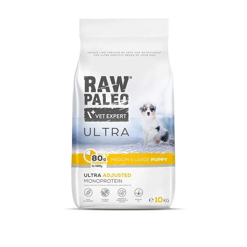 VetExpert Raw Paleo Ultra Turkey Medium&Large Puppy - Karma sucha dla psów - 10kg — zdjęcie 1 z 4