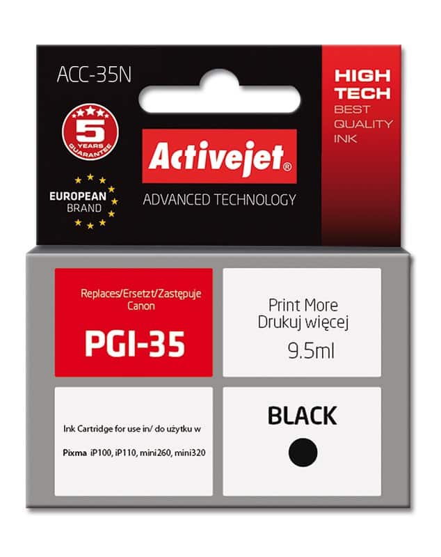 Activejet ACC-35N Tusz (zamiennik Canon PGI-35; czarny, 9,5 ml) — zdjęcie 1 z 2