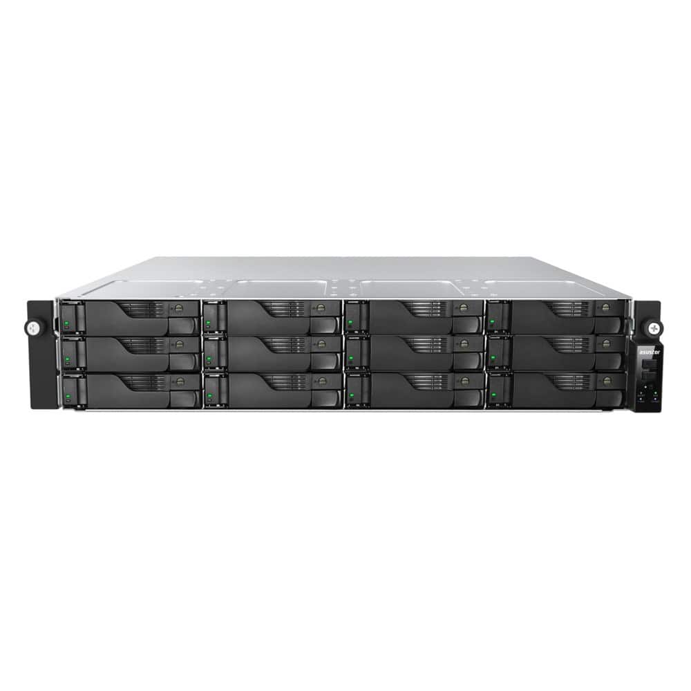 NAS Asustor Lockerstor 12R Pro AS7212RDX, 2U rack, 12x (3.5" SATA HDD/ 2.5" SSD), AMD Ryzen 7 Pro 7745 8C 3.8GHz (up to 5.3GHz), 16GB ECC DDR5 4800 (Max. 192GB), 1x M.2 NVMe slot (PCIe Gen5x4), 2x 10Gb, 2x 1Gb, 1x PCIe Gen5x8,1x Pcie Gen5x4, 4x USB 3.2 Ge — zdjęcie 1 z 6
