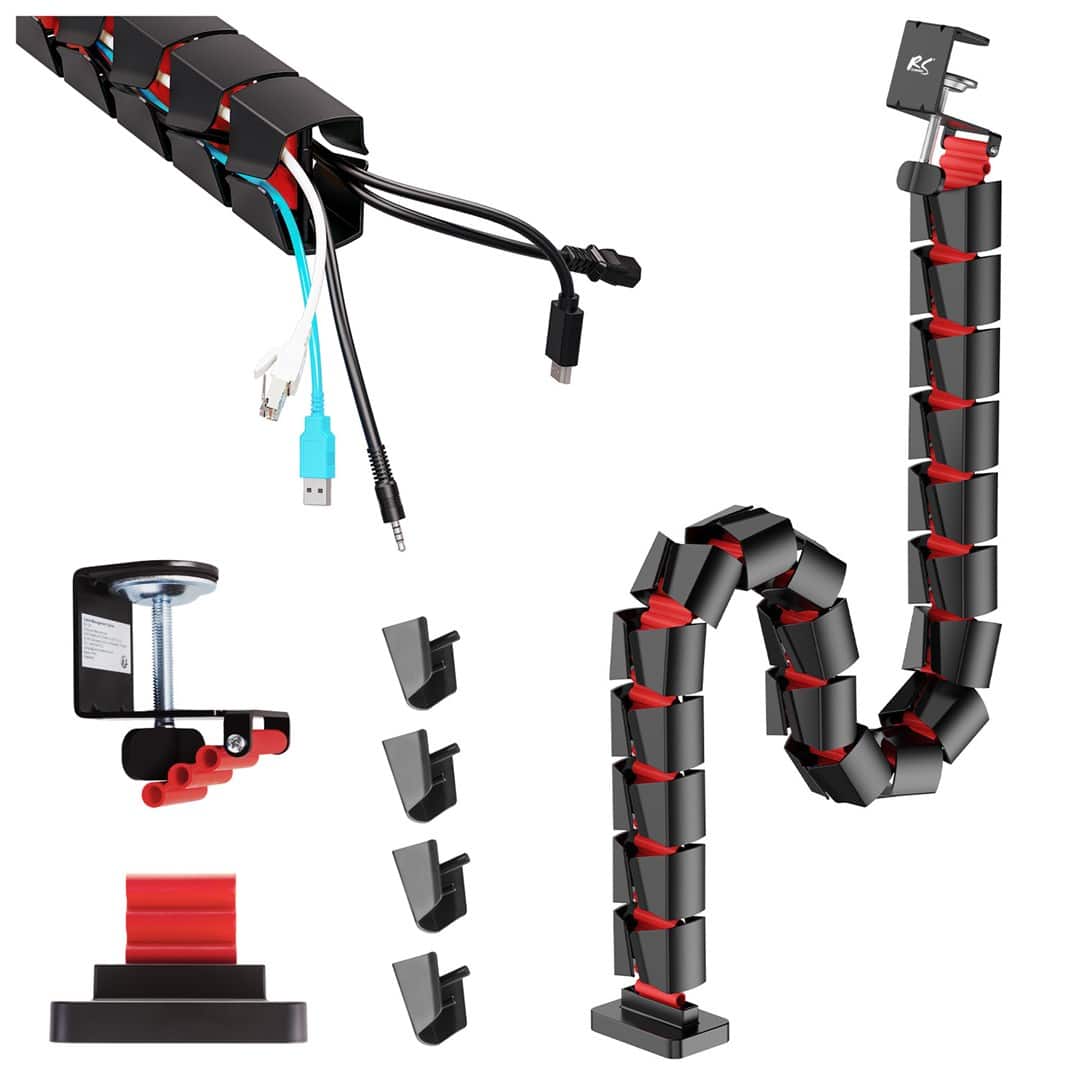 NANO RS ORGANIZER KABLI / MASKOWNICA DO BIURKA, 1345MM, CZARNO CZERWONY RS125 — zdjęcie 1 z 8