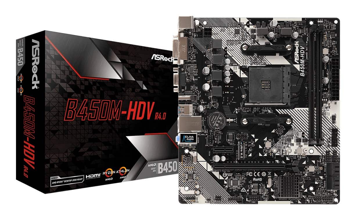 Płyta główna Asrock B450M-HDV R4.0 (AM4; 2x DDR4 DIMM; Micro ATX) — zdjęcie 1 z 5
