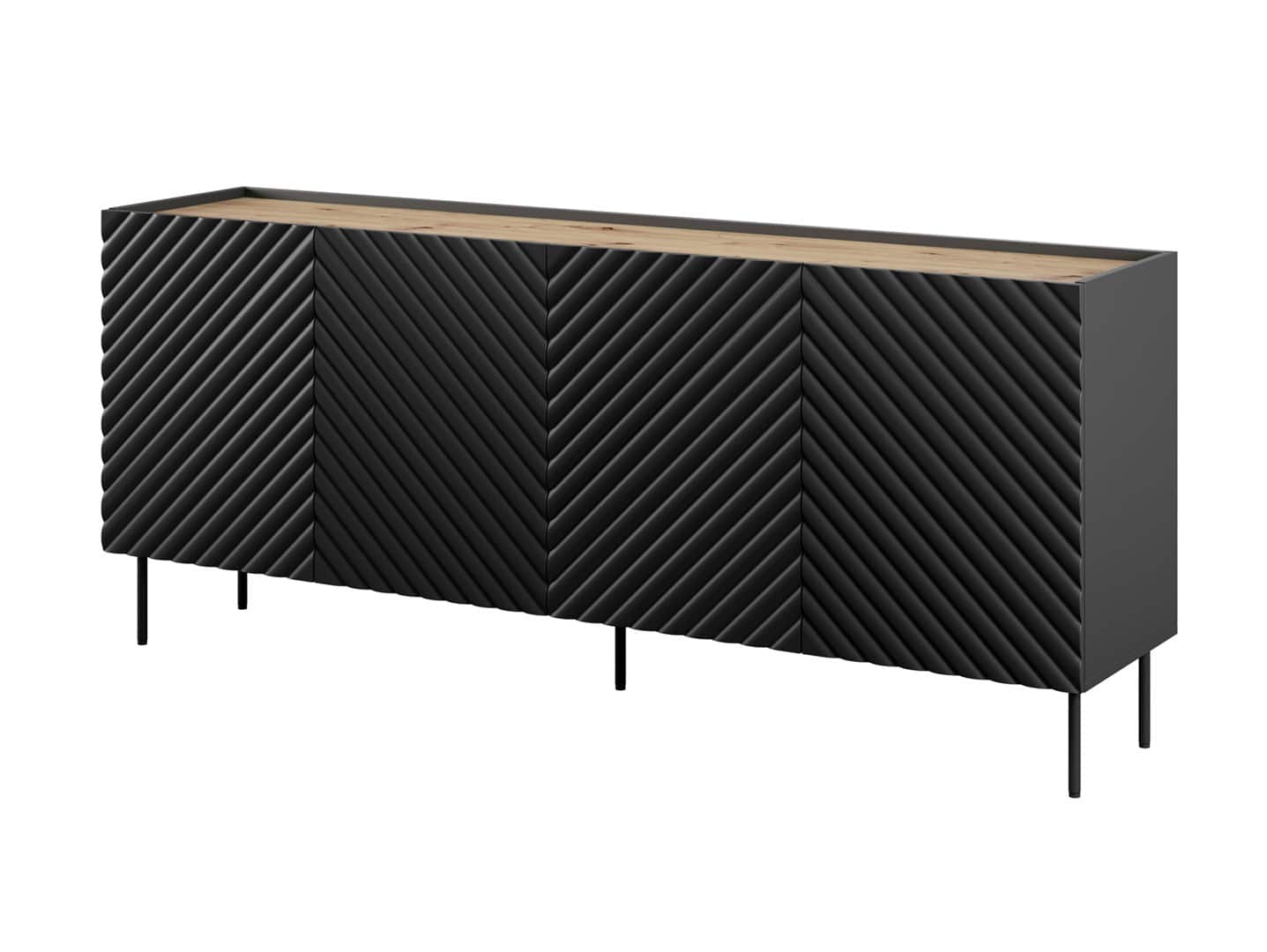 Komoda 4D2SZ ONDA 200x45x85 czarny — zdjęcie 1 z 4