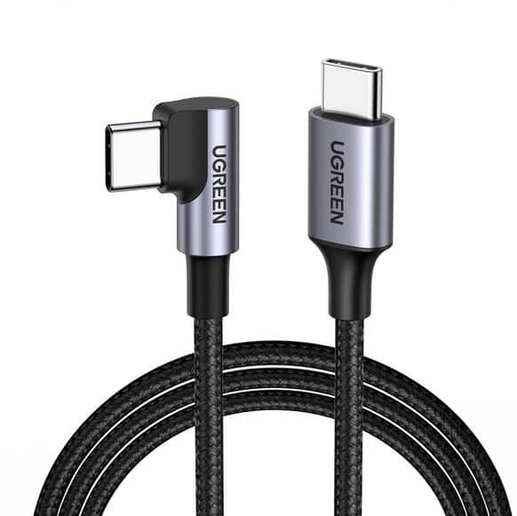 Ugreen kabel USB-C (prosty) / USB-C (kątowy) PD QC 60W 3A 0.5m US255 (szary) — zdjęcie 1 z 5