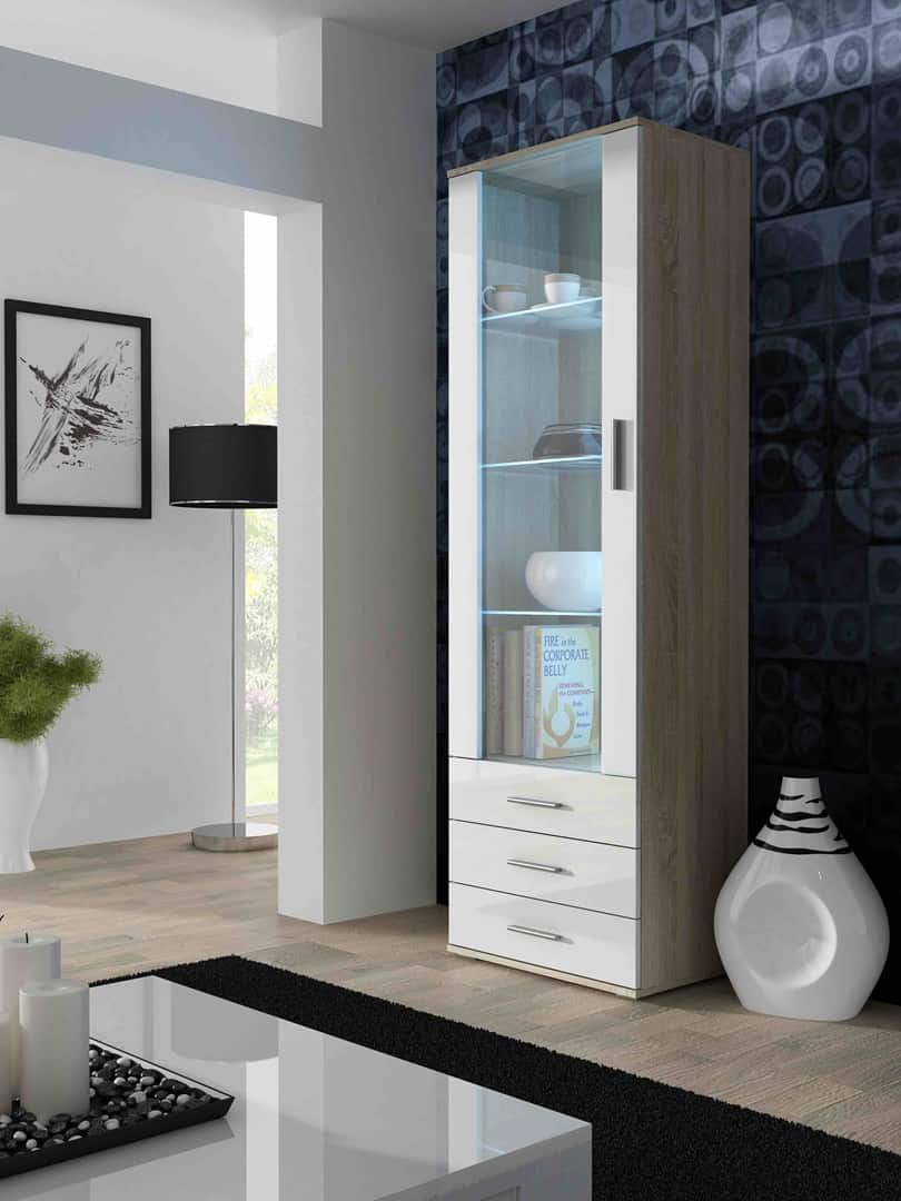 Witryna SOHO S1 dęb sonoma/ biały połysk — zdjęcie 1 z 7