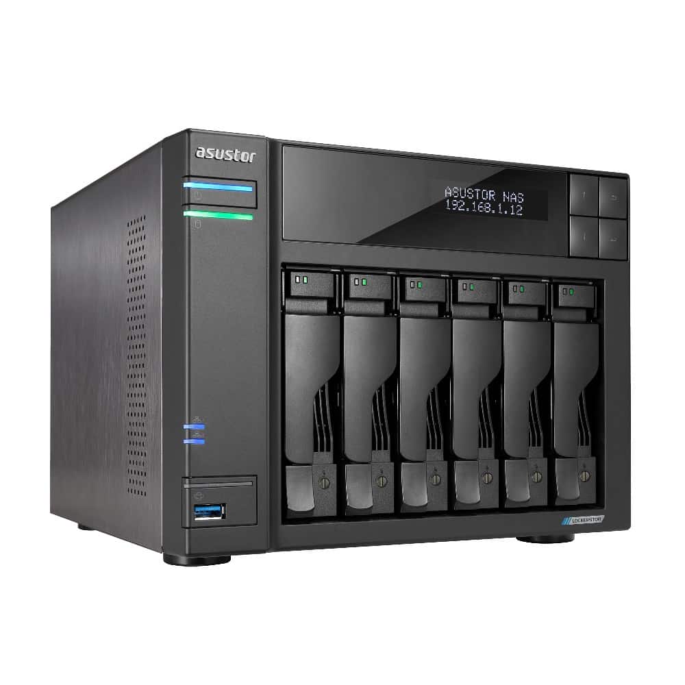 NAS Asustor AS6706T; Tower; 6x (3.5" SATA HDD/ 2.5" SSD); Intel Celeron N5105; 8GB DDR4 SODIMM (max. 16GB), 2x 2.5GbE, 4x M.2 2280 NVMe PCIe 3.0, 2x USB 3.2 Gen, 1x HDMI 2.0b, 1x optional 10 GbE card — zdjęcie 1 z 6