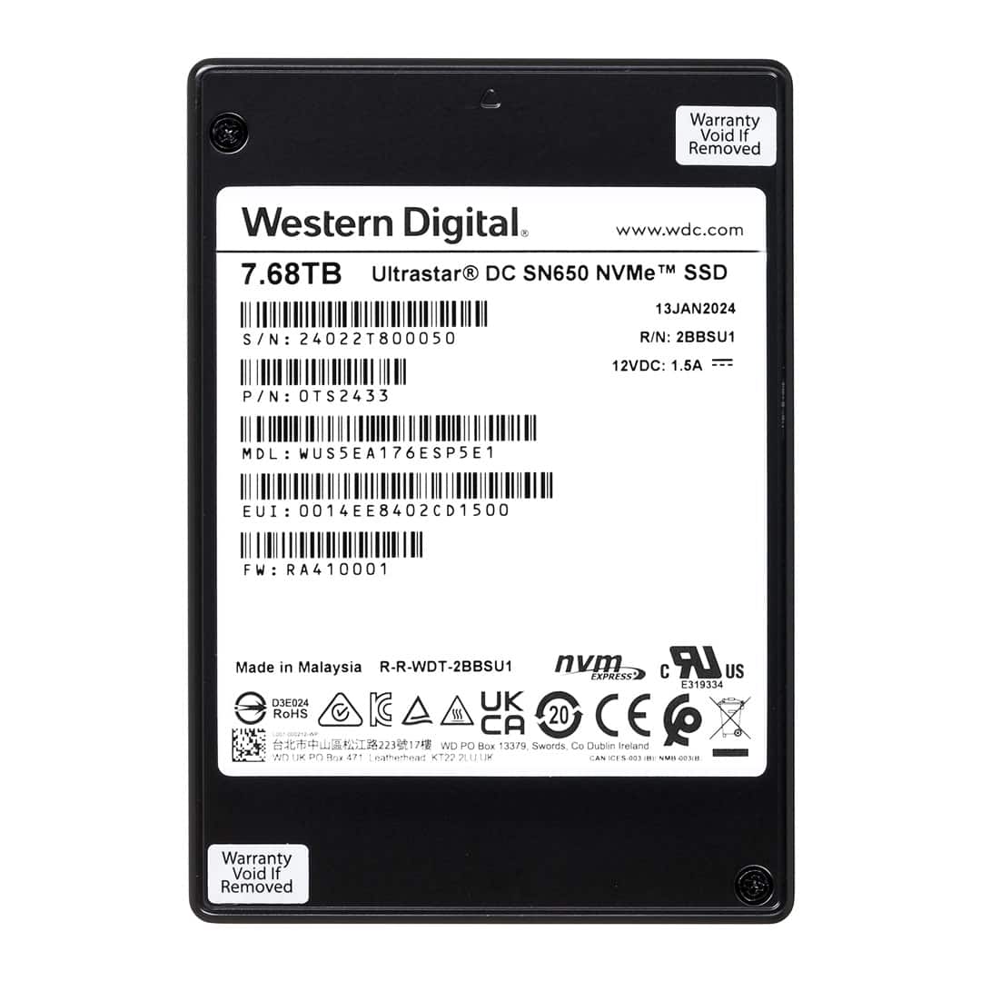 Dysk SSD Western Digital Ultrastar DC SN650 WUS5EA176ESP5E1 (7.68 TB; U.3; PCIe NVMe 4.0 ; 1DW/D; SE) — zdjęcie 1 z 6