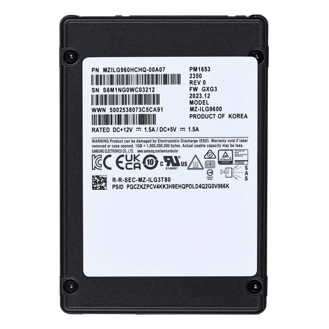 Dysk SSD Samsung PM1653 960GB 2.5" SAS 24Gb/s MZILG960HCHQ-00A07 (DWPD 1) — zdjęcie 1 z 6