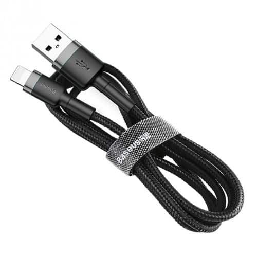 BASEUS KABEL LIGHTNING USB 2,4A 1M SZARO-CZARNY — zdjęcie 1 z 2