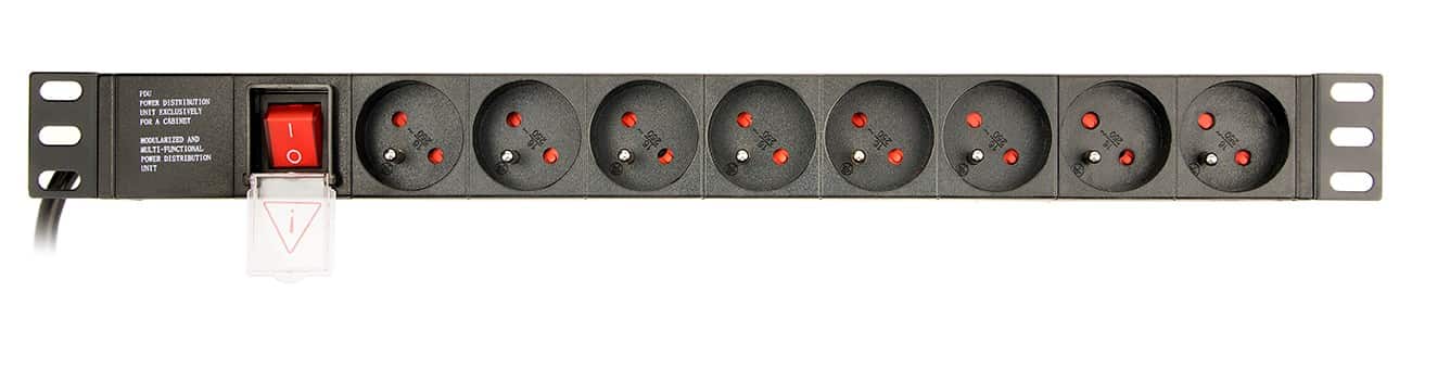 GEMBIRD LISTWA ZASILAJĄCA RACK 19" PDU EG-PDU-014-F 1U, 16A, 8X FRANCUSKIE GNIAZDO, WTYK SCHUKO, KABEL 3M — zdjęcie 1 z 5