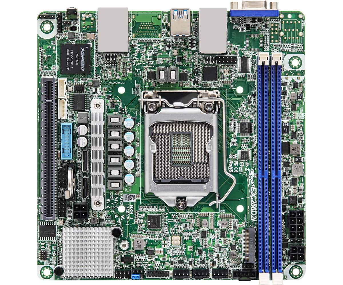 Płyta główna ASRock E3C256D2I 1x LGA1200 Intel Xeon E-23XX C256 (2xDIMM, SATA, 1xM.2, 2x1GbE, IPMI) — zdjęcie 1 z 4