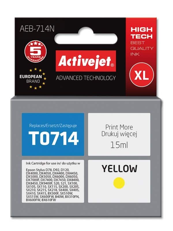 Activejet AEB-714N Tusz 15 ml, Żóloty, kompatybilny z Epson