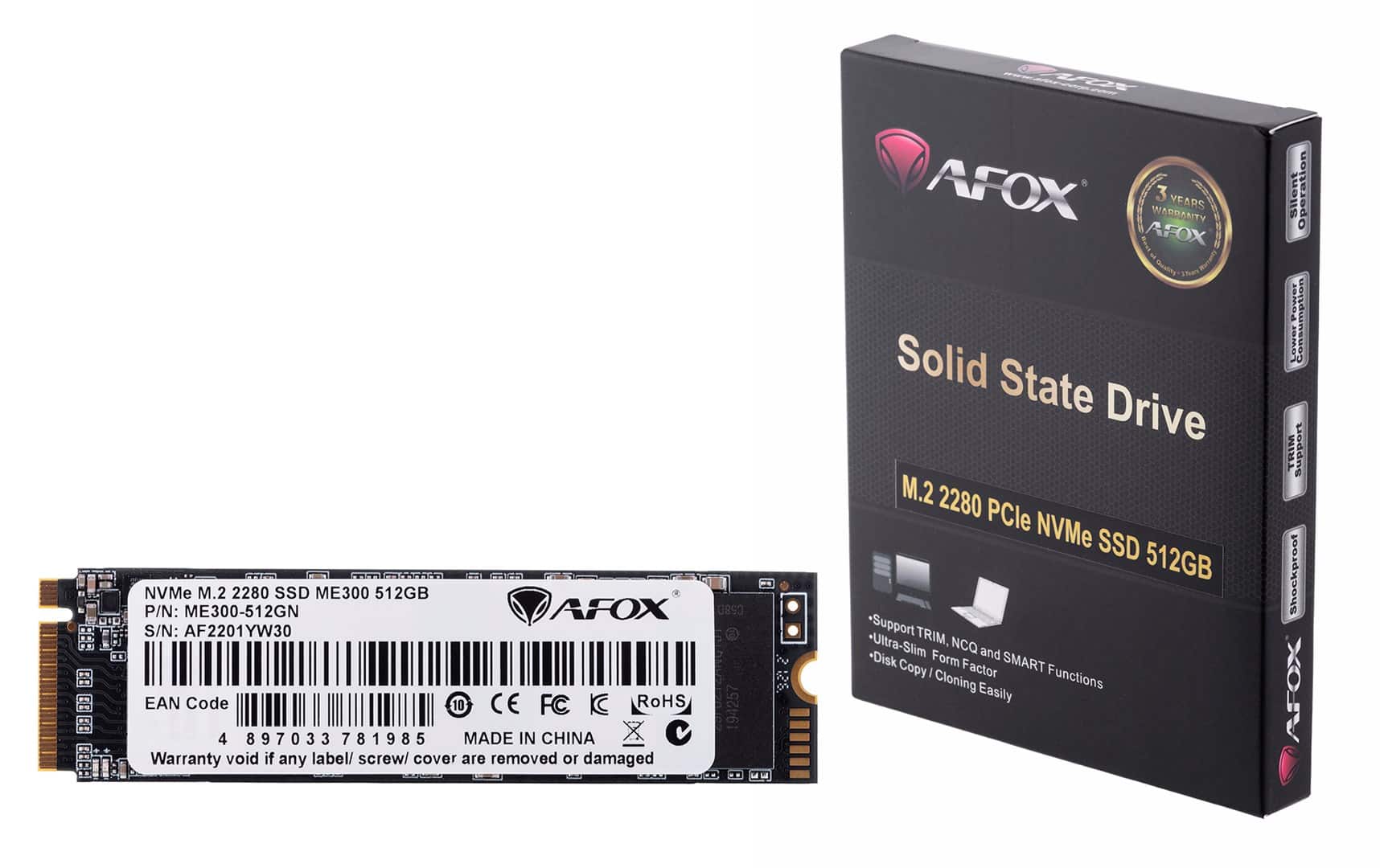 AFOX ME300 SSD M.2 PCI-Ex4 512GB TLC 2.5 GB/s NVMe — zdjęcie 1 z 5