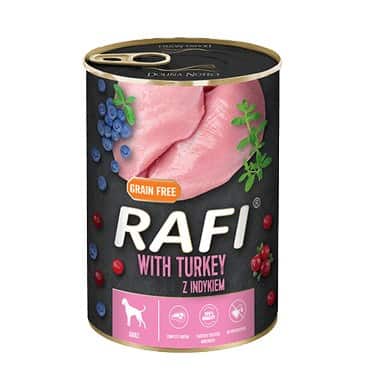 DOLINA NOTECI Rafi z indykiem, borówką i żurawiną - mokra karma dla psa - 800g