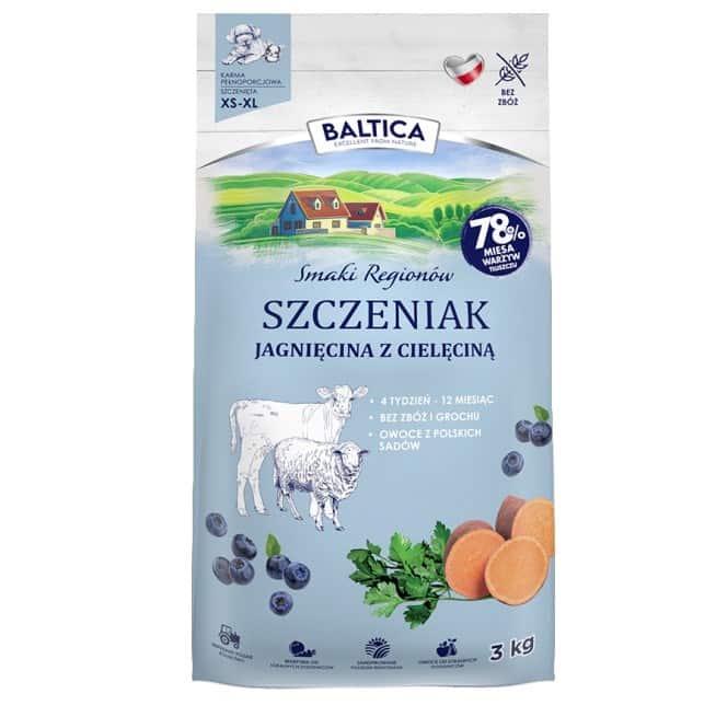 BALTICA SMAKI REGIONÓW Szczeniak Jagnięcina z cielęciną S / L / XL 3kg — zdjęcie 1 z 2