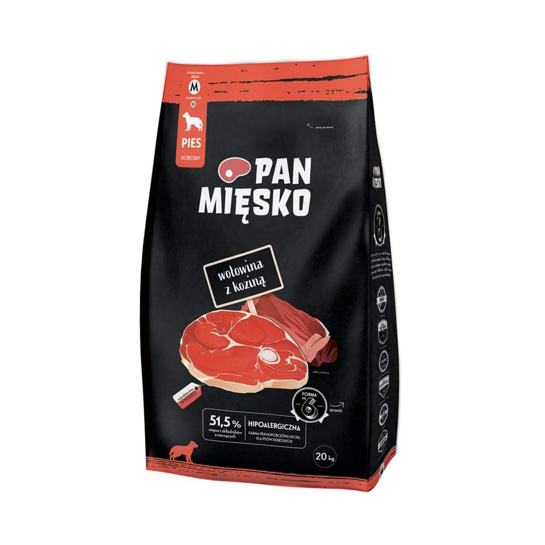 Pan Mięsko Karma sucha dla psa Wołowina z koziną (dorosły) chrupki M 20kg